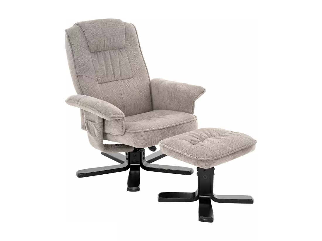 IDIMEX Fauteuil de Relaxation Charly avec Repose-Pieds pouf, siège pivotant et Dossier inclinable en tissu beige/noir