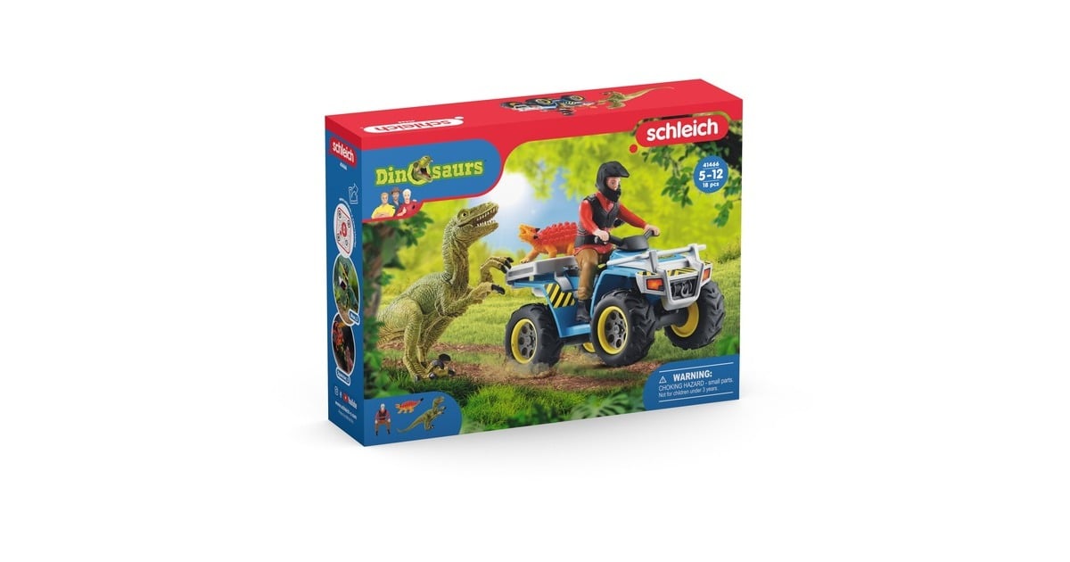SchleichDinosaurs - Vlucht op de quad voor Velociraptor speelfiguur