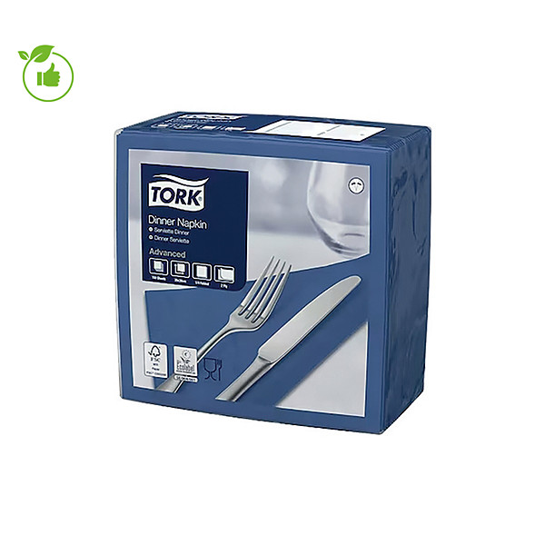 Serviettes de table en papier Dinner Tork, coloris bleu marine, le colis de 150