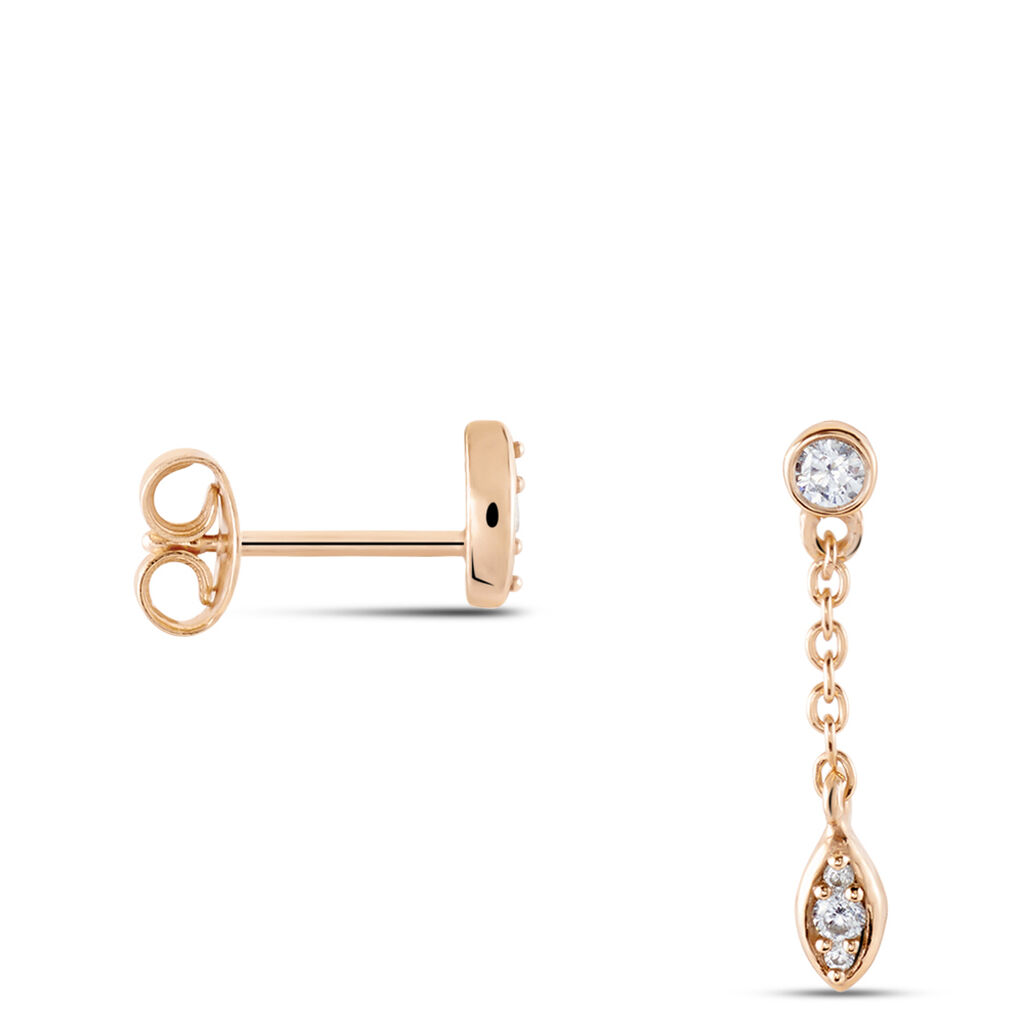 Boucles D'oreilles Dépareillées Argent Rose Braiden Oxyde De Zirconium