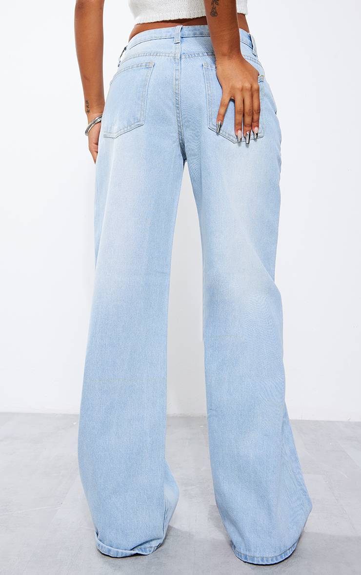 Light Blue Wash Jean Boyfriend Taille Basse