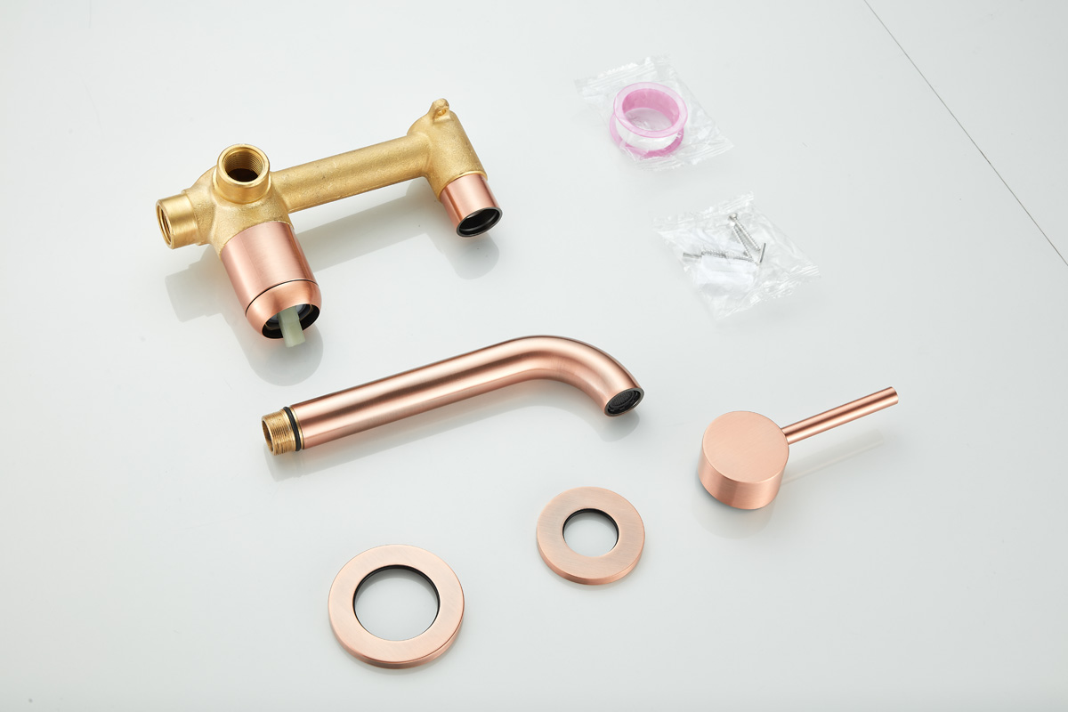 Saniclear Copper inbouw wastafelkraan compleet geborsteld koper