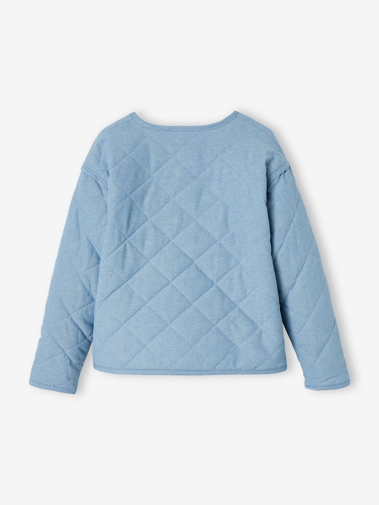 Jaqueta feminina acolchoada em chambray Double Stone com forro floral.