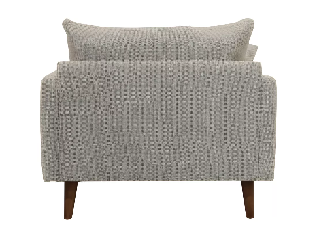 Villabon - Fauteuil XL en tissu pieds bois foncé - Naturel