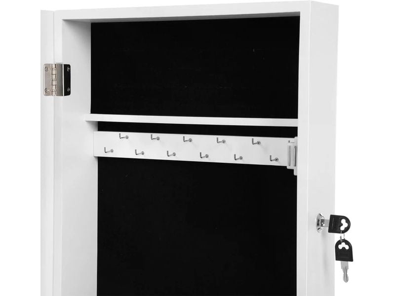 Songmics Schmuckhalter mit Spiegel Weiss Schmuckschrank