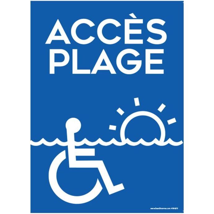Panneau Accès Plage picto PMR - 4 visuels au choix