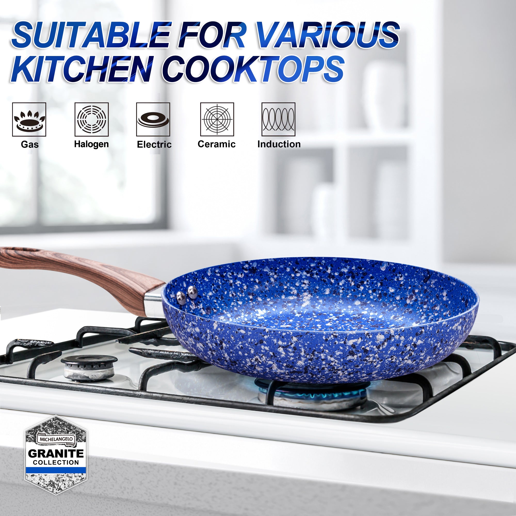 MICHELANGELO Frying Pan Set with Lid, 9.5