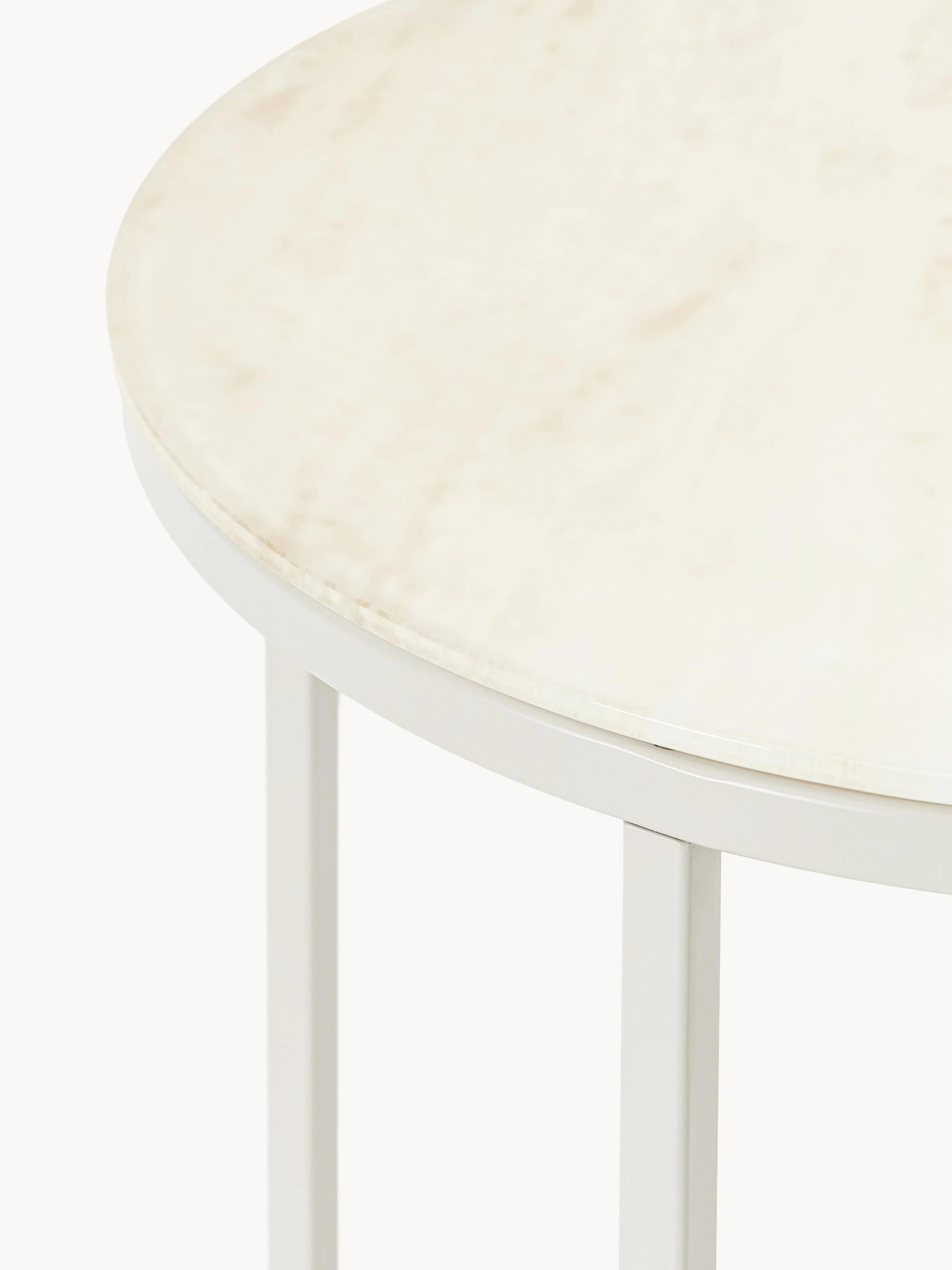 Ronde bijzettafel Antigua met glazen tafelblad in marmerlook