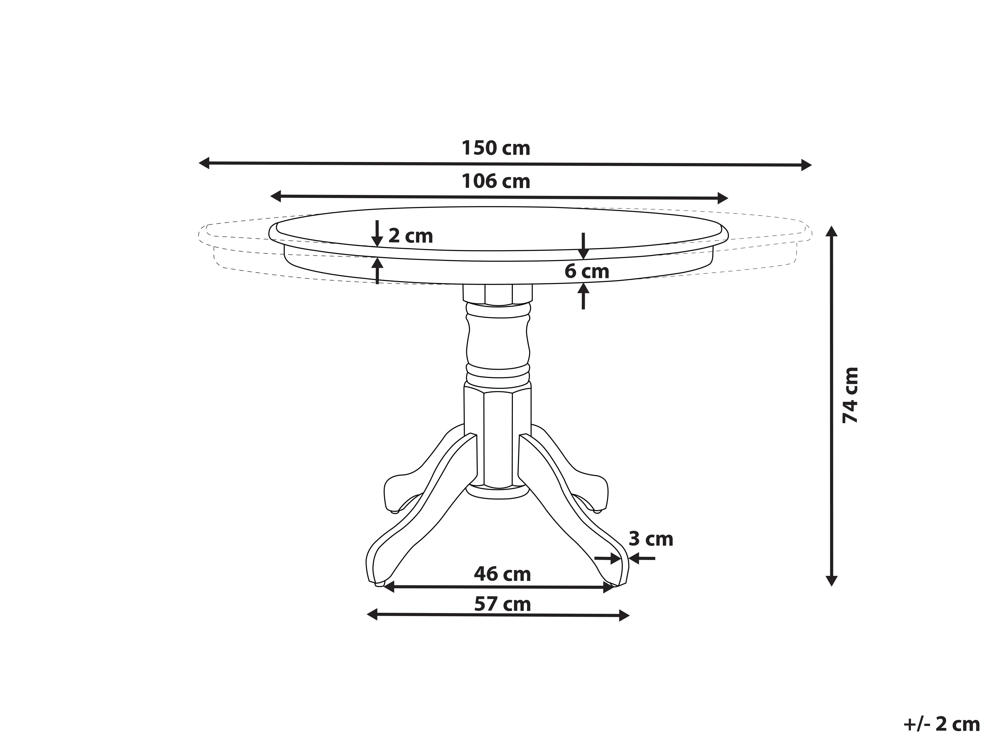 Eettafel uitschuifbaar AKRON Wit 106 cm 106/150 cm