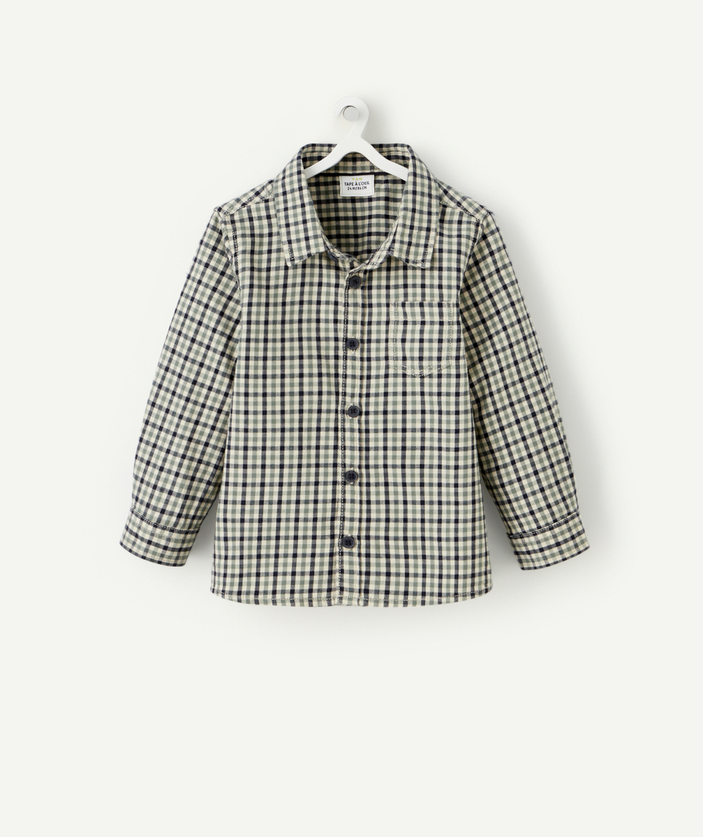 CHEMISE BÉBÉ GARÇON À CARREAUX BLEU ET VERT