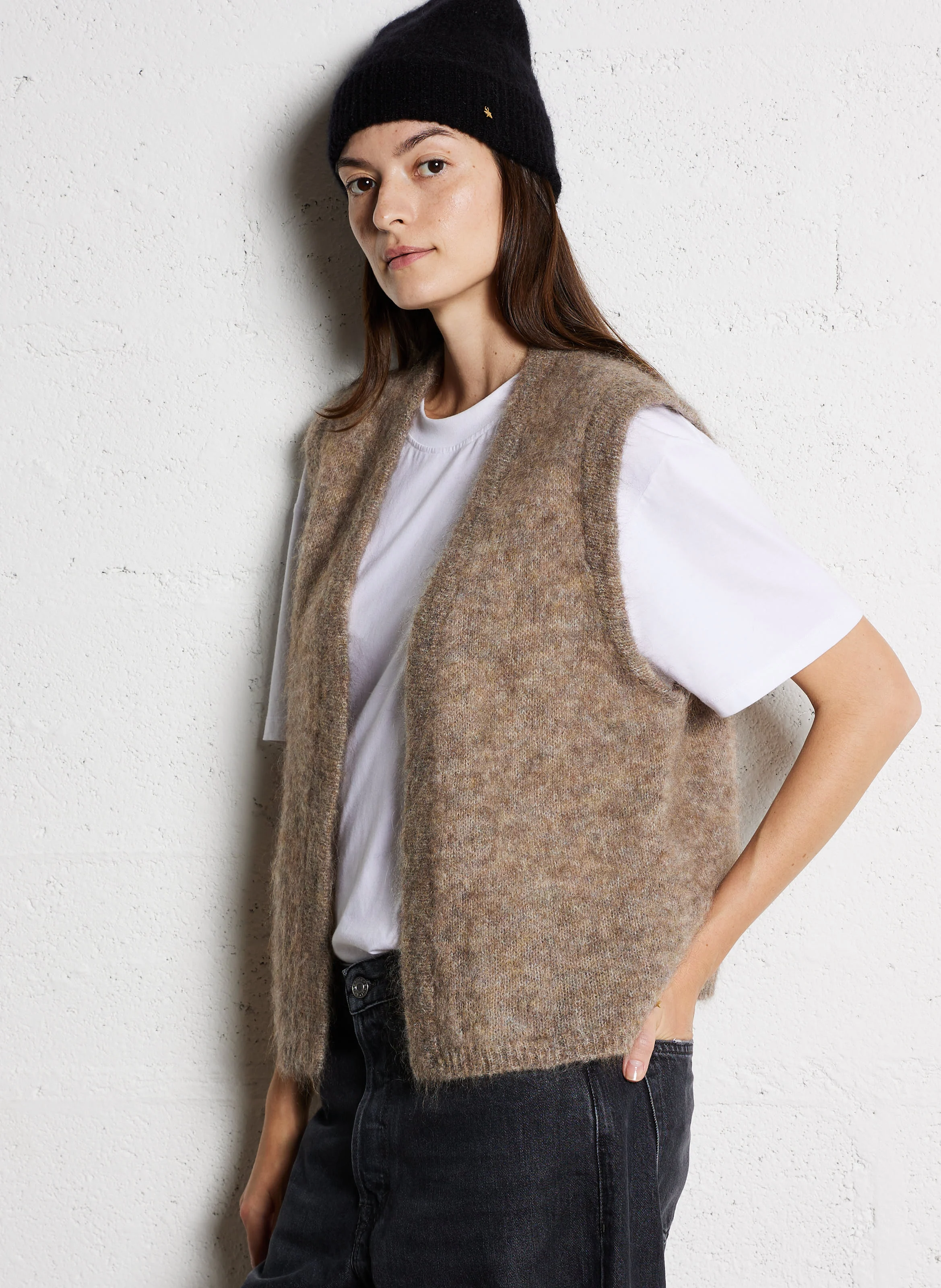 BUNNY - Gilet en laine mélangée | Marron