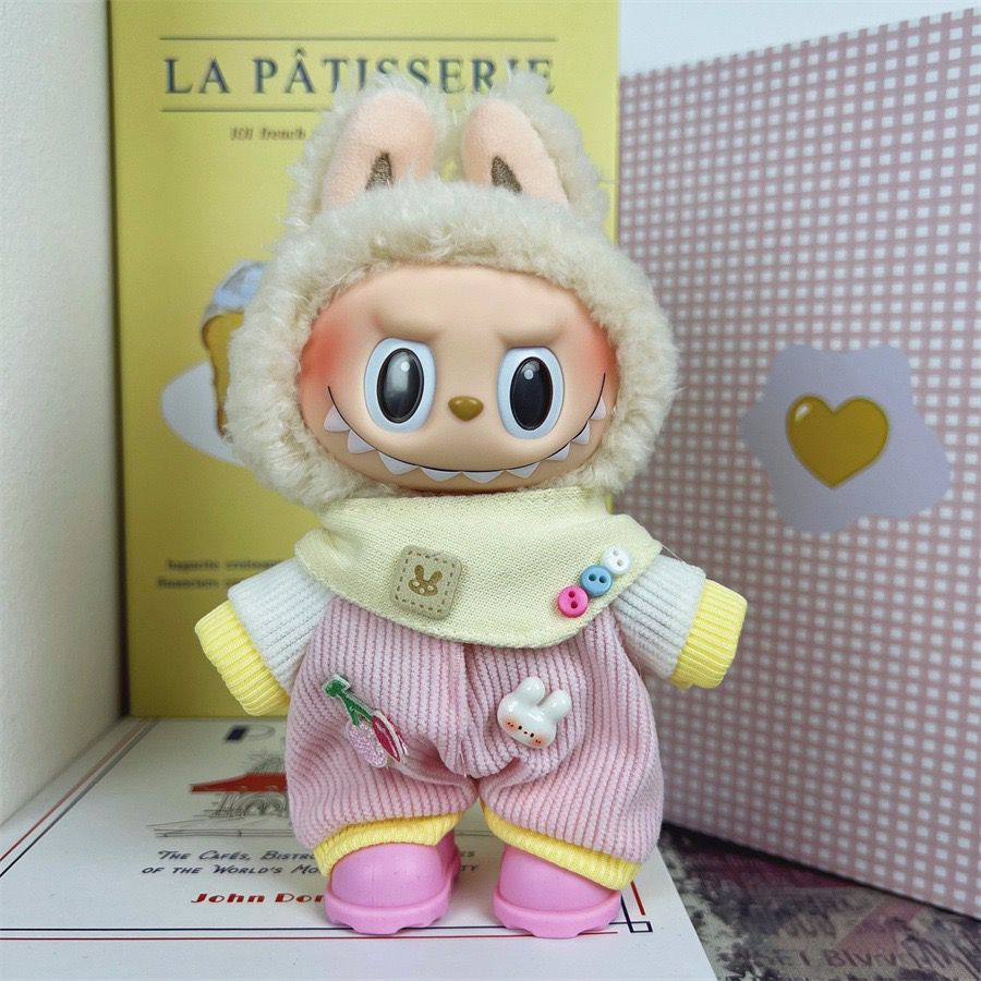 Monsterhäschen Hasen Patch Overall Puppen Zubehör Latzhose Outfit Verkleidungs Accessoire - Rosa