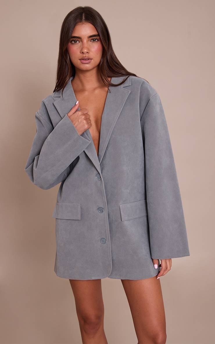 Bleu Poudré Robe Blazer Structurée En Synthétique