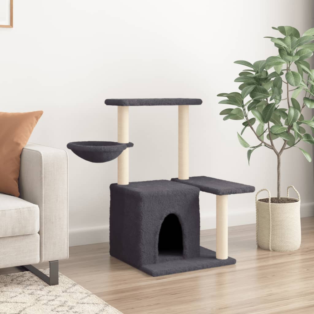 Arranhador para gatos vidaXL com postes de sisal cinza escuro, 83 cm