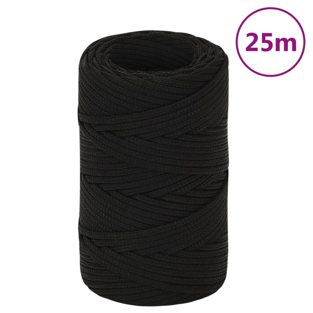 vidaXL Werktouw, zwart, 2 mm, 25 m, polyester