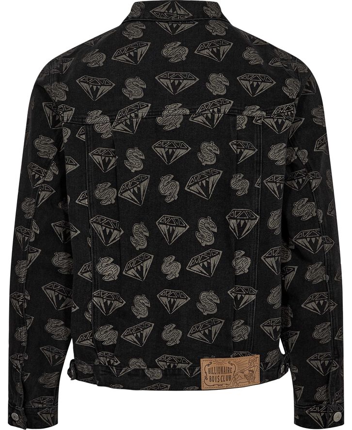 BILLIONAIRE BOYS CLUB DIAMONDS & DOLLARS DENIM JACKET Black