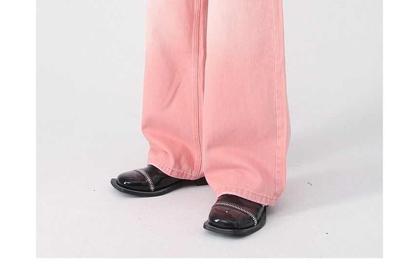 pinkdropper - Mid Rise Washed Wide Leg Jeans