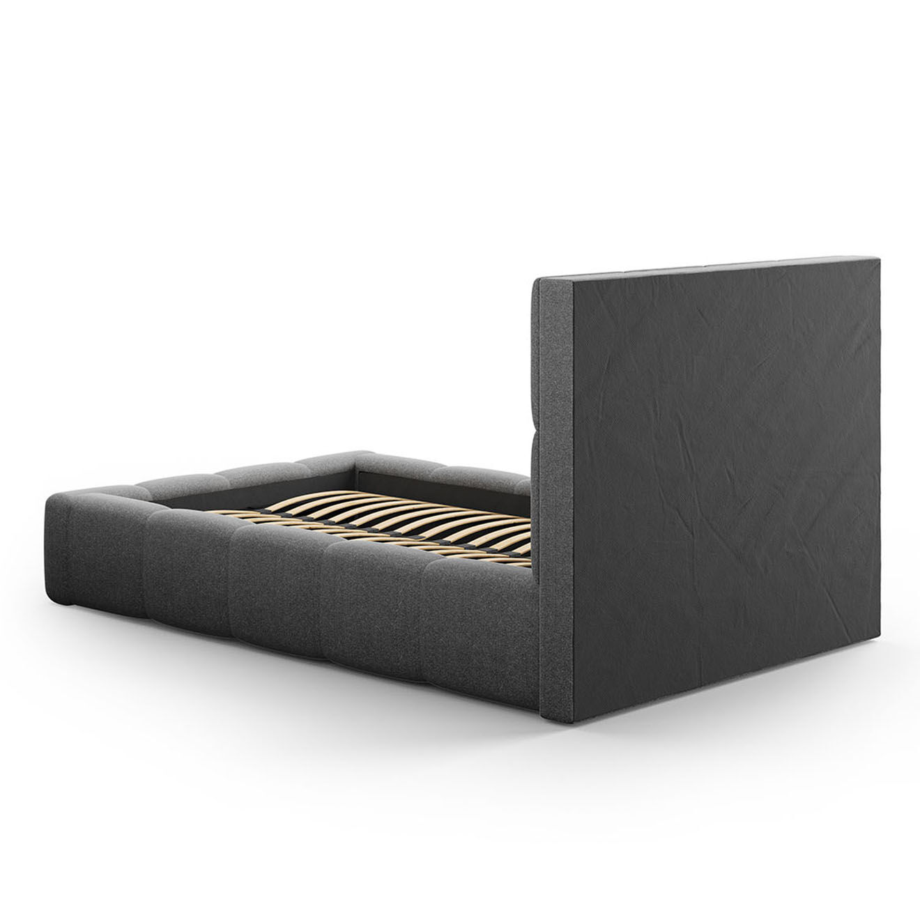 Maison Héritage Lit avec coffre de rangement Isa gris foncé - 230x165x125 cm