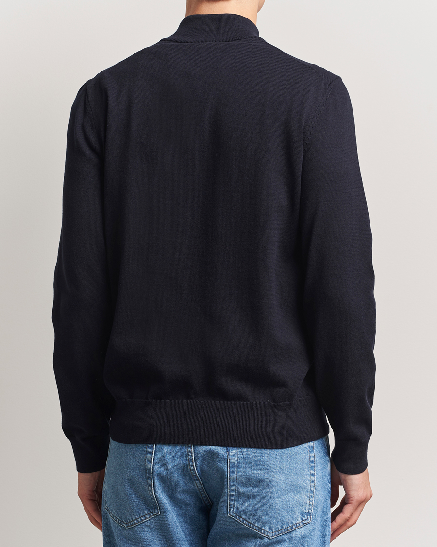 BOSS BLACK Padro Cotton Knitted Half Zip Dark Blue