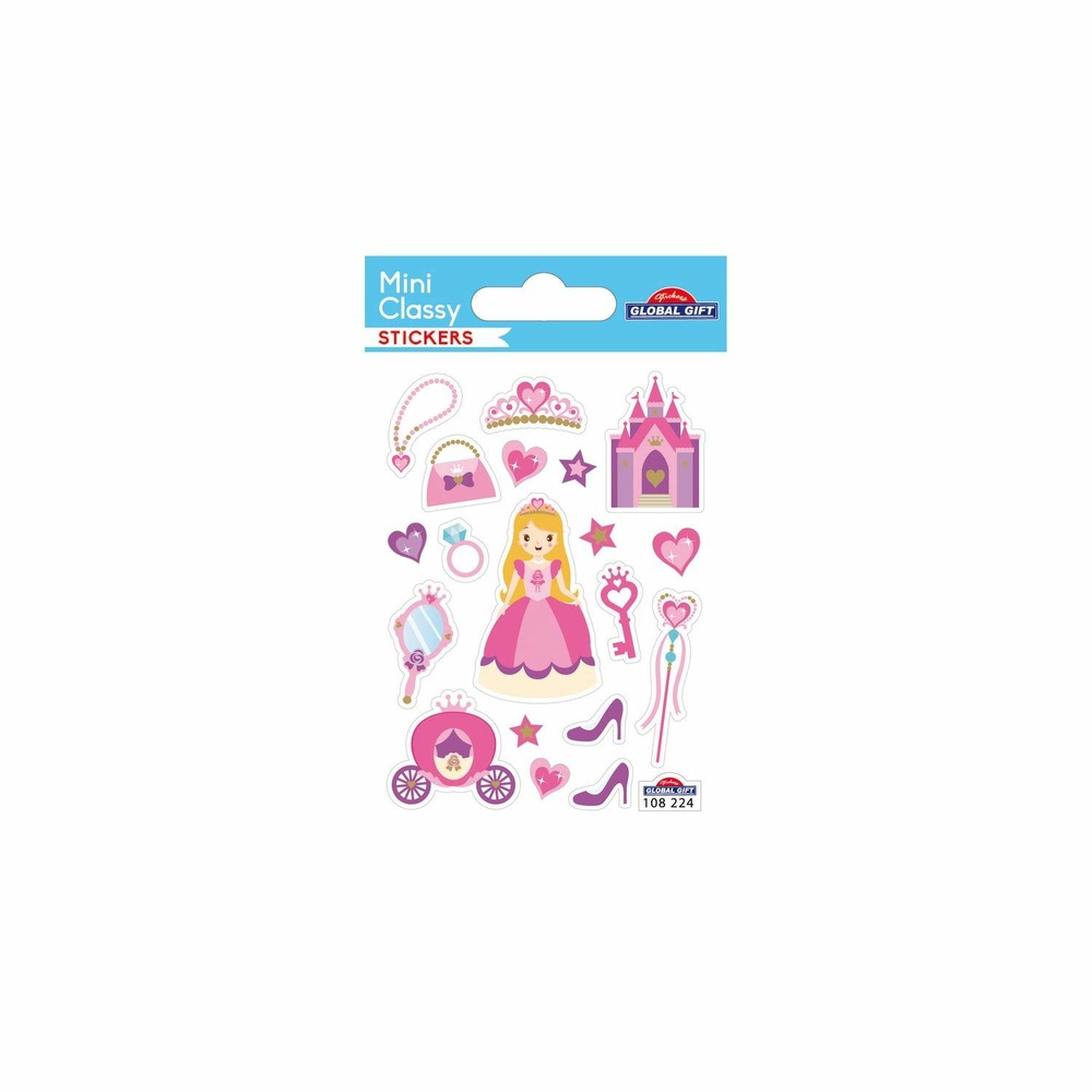 Stickers princesses à paillettes et dorures - 7,5 x 10 cm