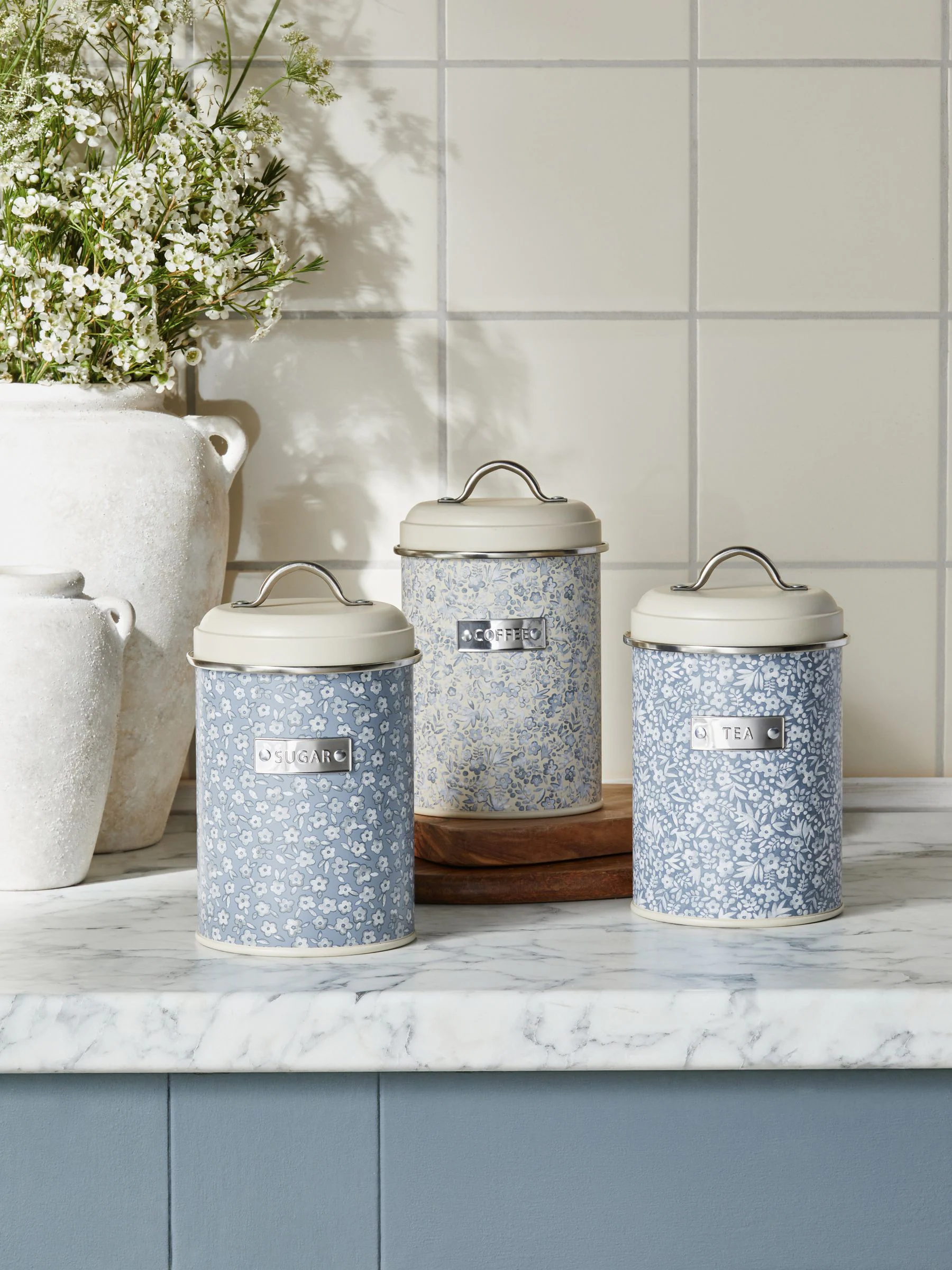 Cordelia - Set van 3 ditsy gebloemde bewaarbussen