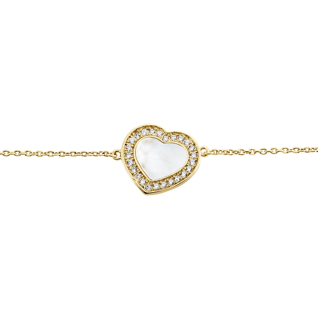 Bracelet Plaqué Or Jaune Aludra Nacre Oxydes De Zirconium