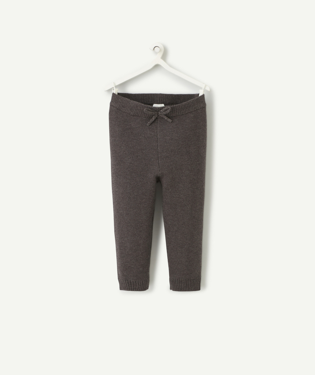 PANTALON BÉBÉ FILLE EN MAILLE COMPACTE ET FIBRES RECYCLÉES GRIS
