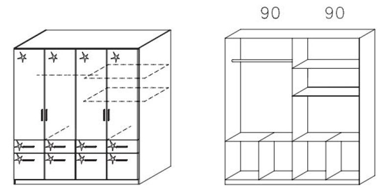 Kleiderschrank - Sonoma Eiche-weiß - 181 cm