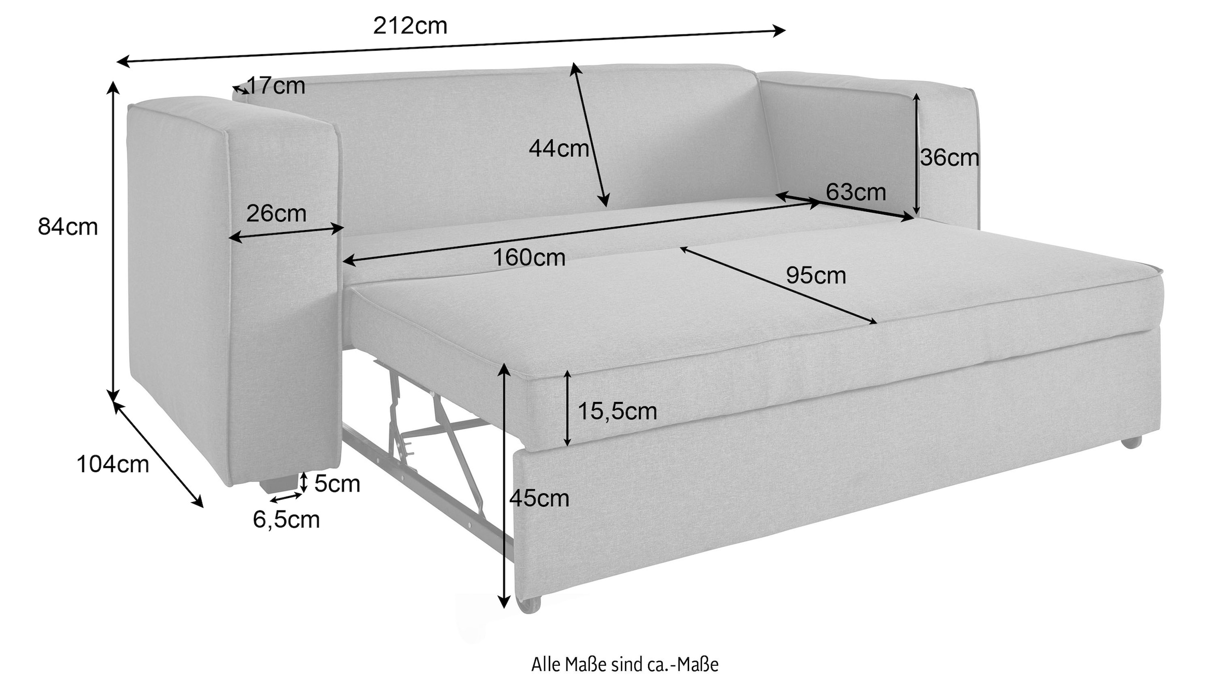 Home affaire Schlafsofa »Asmund, Design-Schlafsofa, komfortable Bedienung,« perfekter Sitzkomfort, Liegefläche 160/200 cm