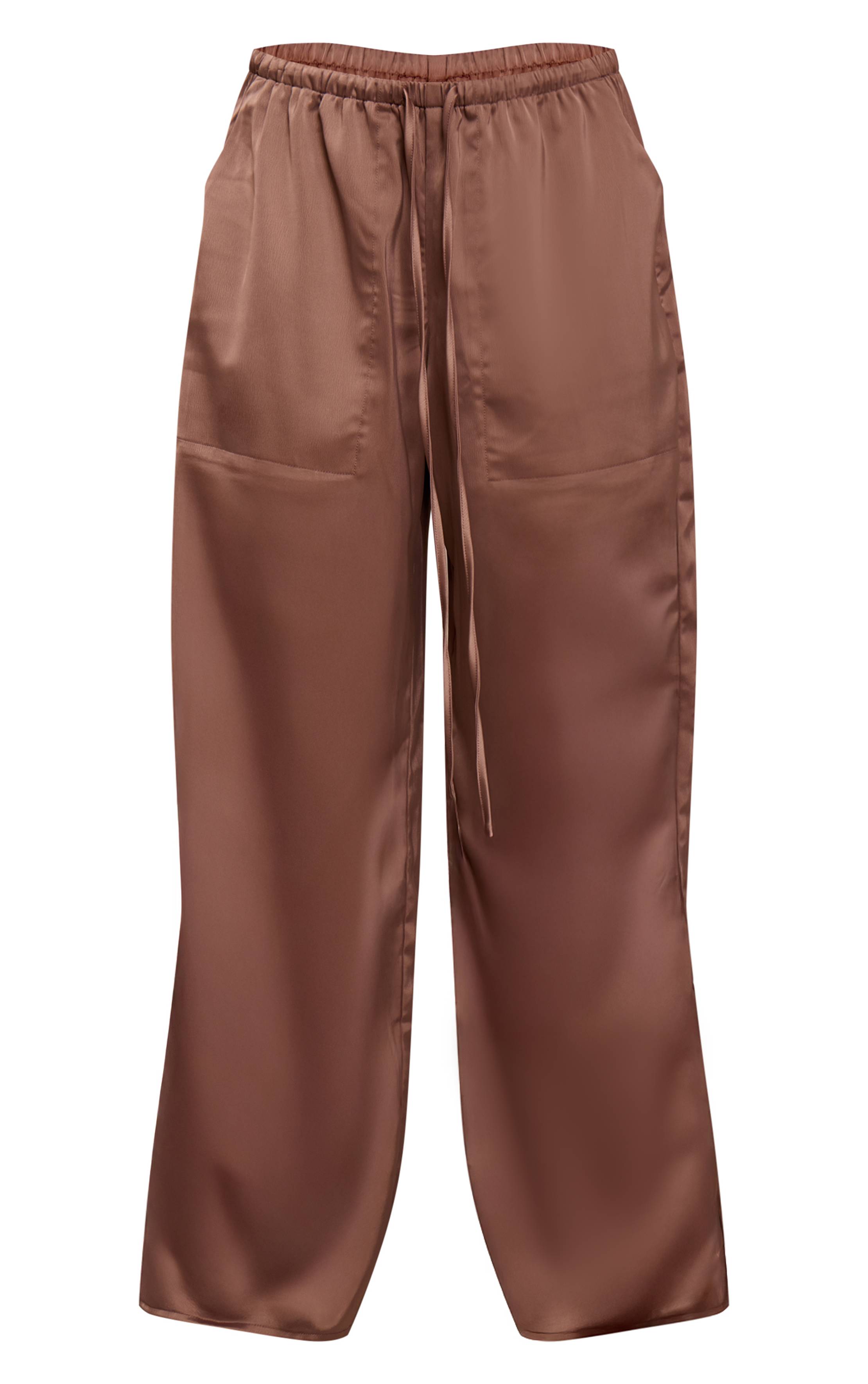 Champignon Pantalon Large Taille Basse En Satin Avec Cordon De Serrage