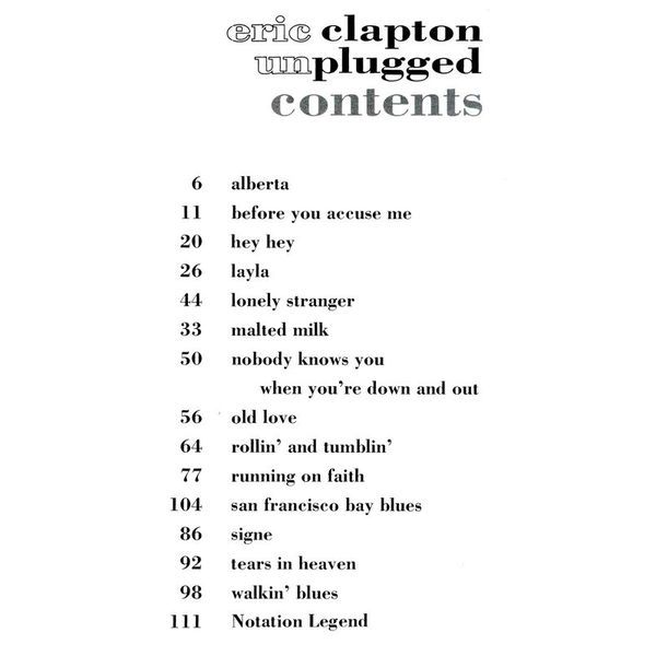 Music Sales Eric Clapton Unplugged Git.