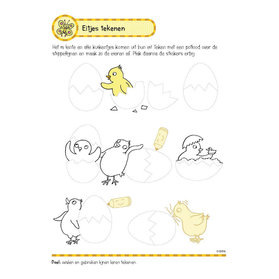 Oefenboek met Stickers - Eerste Schrijfspelletjes (5-6 jaar)
