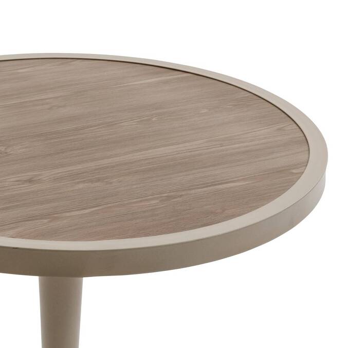 Table de jardin bistro OVIALON Effet bois Lin & Argile