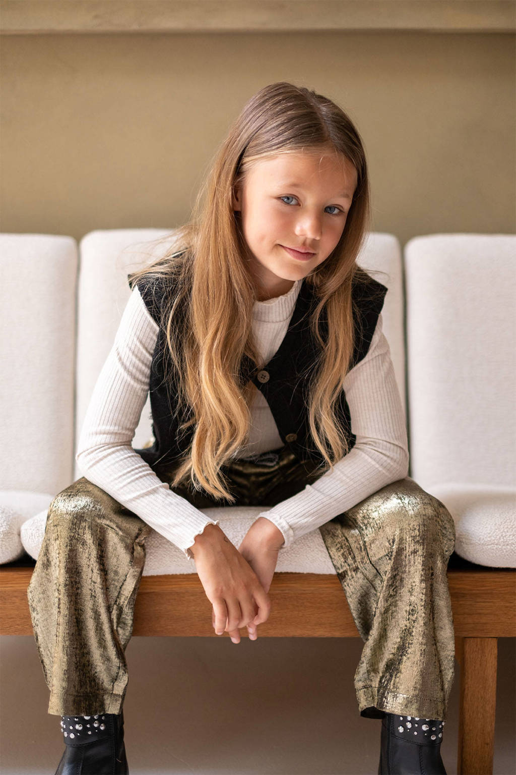 Like Flo straight fit broek Fenya goud