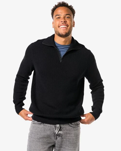 pull-over câblé pour hommes noir