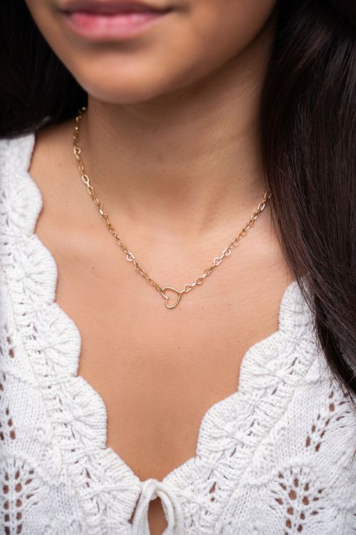 Schakelketting met klein open hart bedel