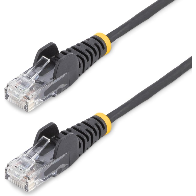 StarTech.com Câble Ethernet CAT6 Noir Fin de 10m, Sans Accroc, 100W PoE, UTP, LSZH, Fil de Cuivre Pur 28AWG, Cordon Patch Réseau RJ45 avec Serre-Câble, Contrôlé Fluke
