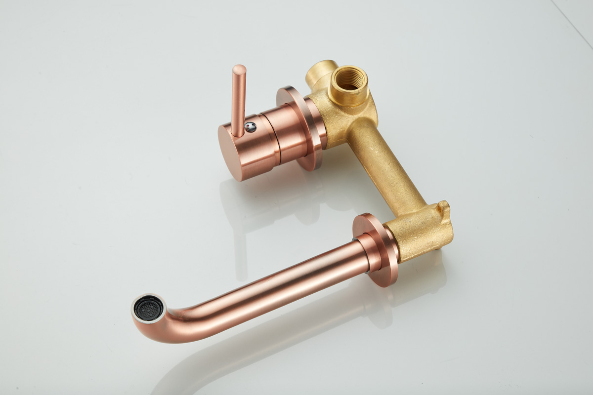 Saniclear Copper inbouw wastafelkraan compleet geborsteld koper