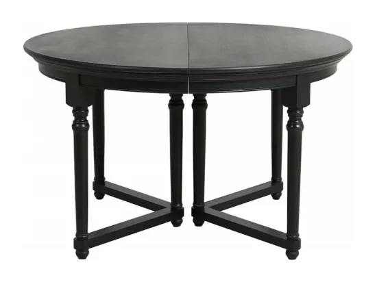 Table Ronde Extensible 6 Pieds Bois-MDF Noir - Harmonie Interior's
