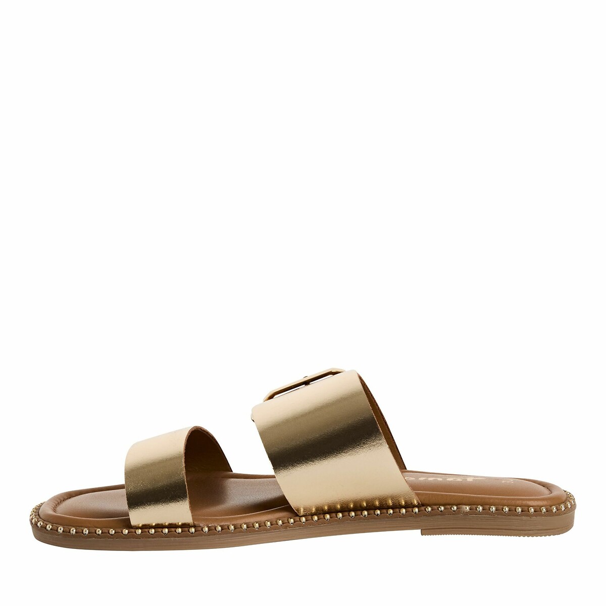 TAMARIS<br>Mules de couro planas