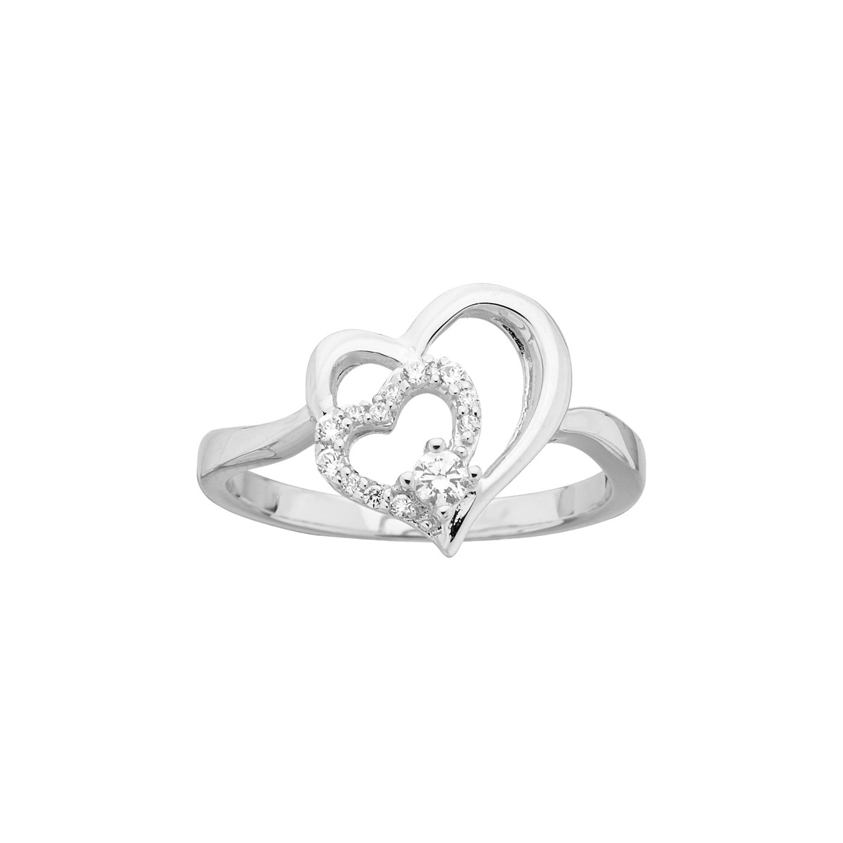 Bague en Argent avec oxyde de zirconium blanc