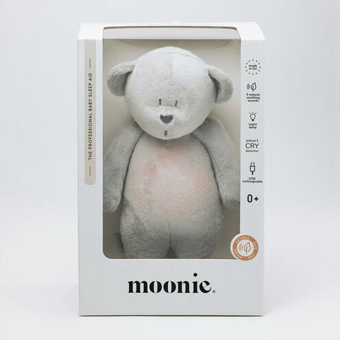Veilleuse Moonie Ours douceur avec sons et lumières gris - MOONIE