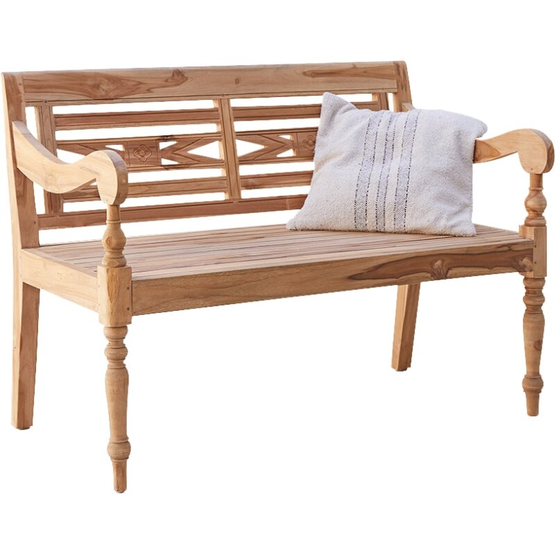 Banc Marceau en teck massif recyclé, largeur 120 cm