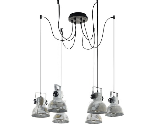 Hanglamp, 6-lichts, H 130 cm, bruin/patina/zwart