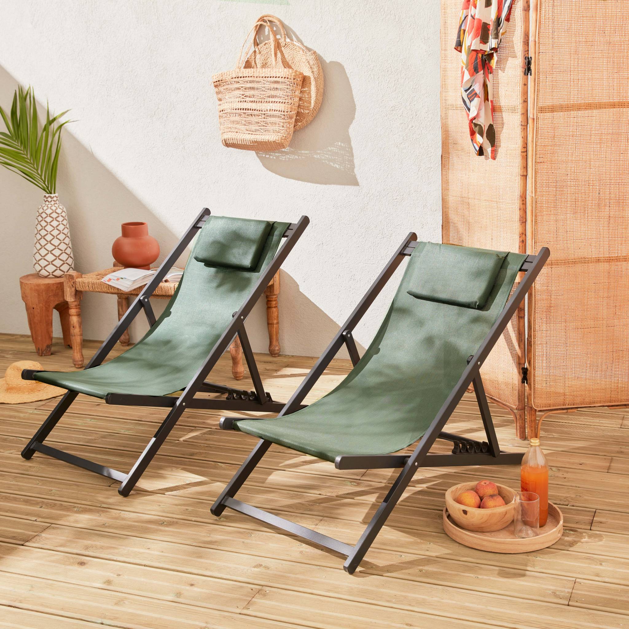 sweeek - Aluminium ligstoel met meerdere posities (set van 2)