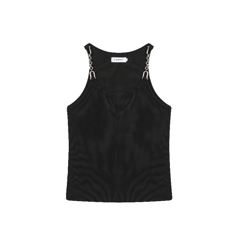 Bjorn - Tanktop met kettingbandjes en effen breisel