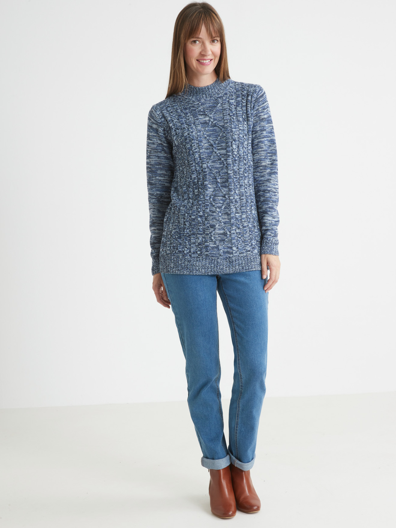 Pull col montant maille torsadée
