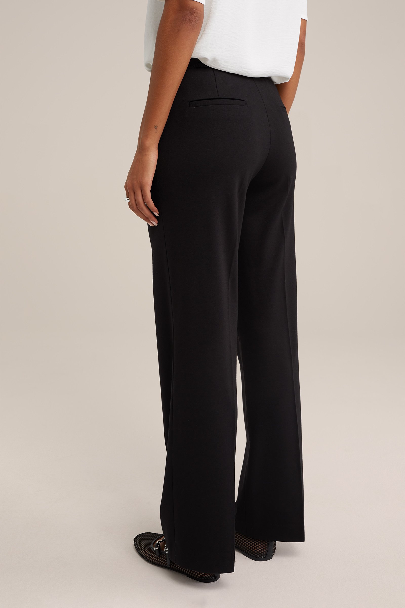 wide leg pantalon met stretch WE Fashion Zwart