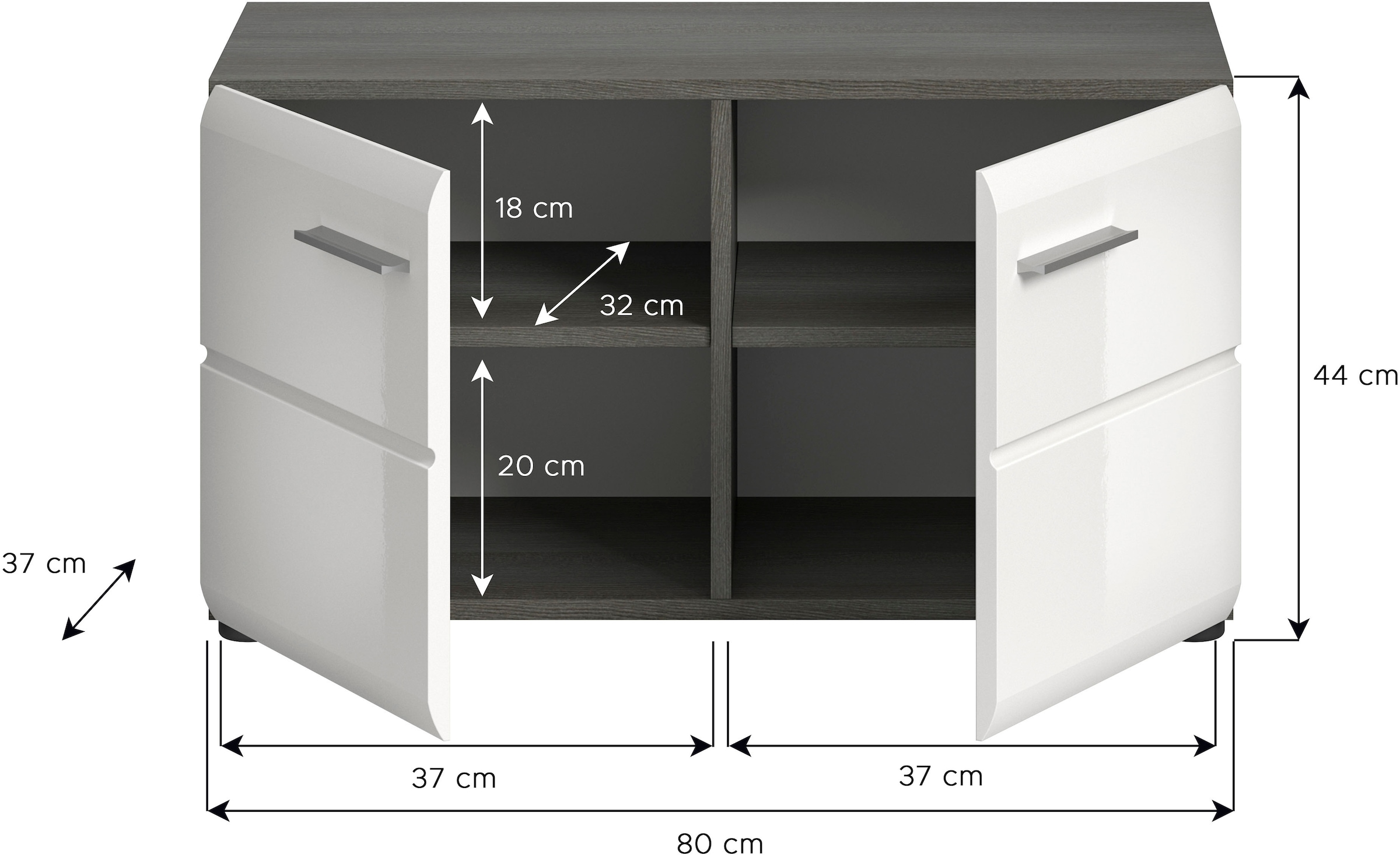 INOSIGN Sitzbank »Rumba, Breite 80cm, Hochglanz Front, 2 Türen, 2 Einlegeböden, 4 Fächer« Schuhbank, Schuhschrank, Flurbank, Flurmöbel