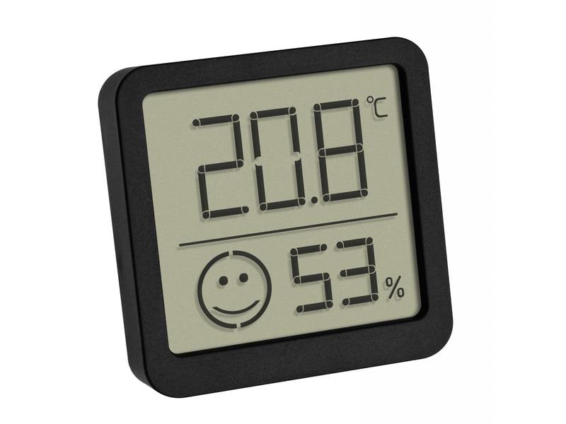 TFA Dostmann Thermo-/Hygrometer Digital, Schwarz, 2er Set 2-teiliges Digitales Thermo-Hygrometer Set mit Komfortzone
